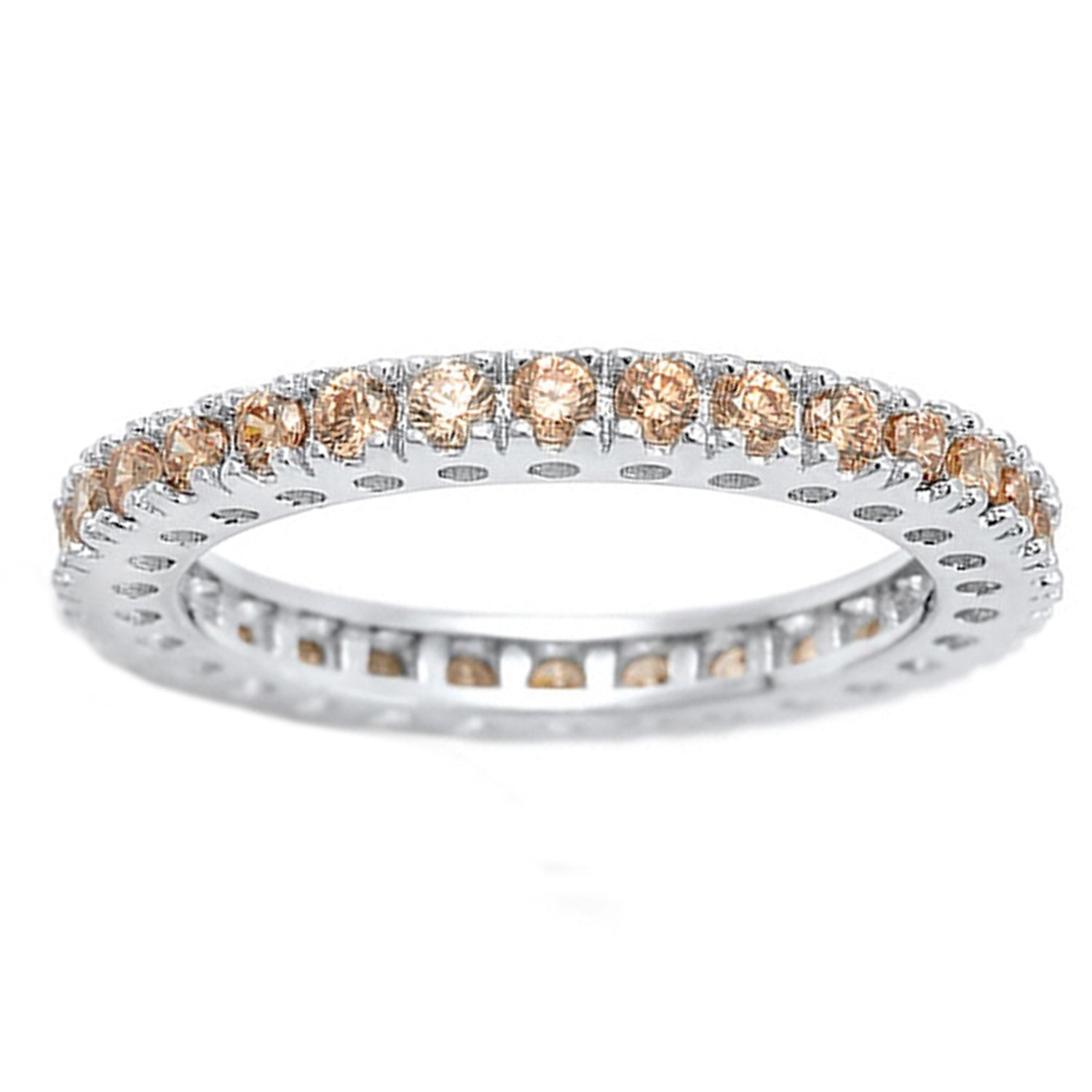 Prong-Set Eternity Birthstone Cubic Zirconia Ring in Sterling Silver