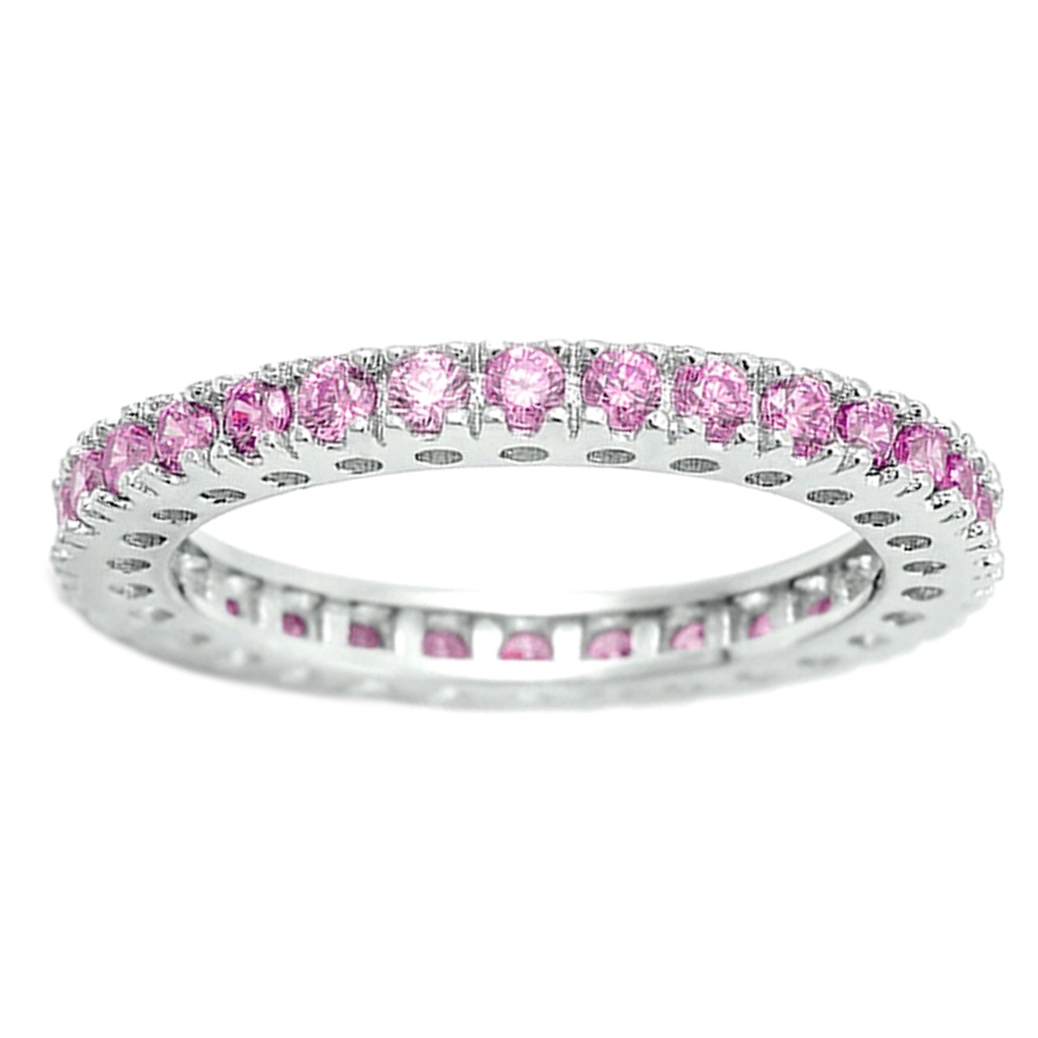 Prong-Set Eternity Birthstone Cubic Zirconia Ring in Sterling Silver