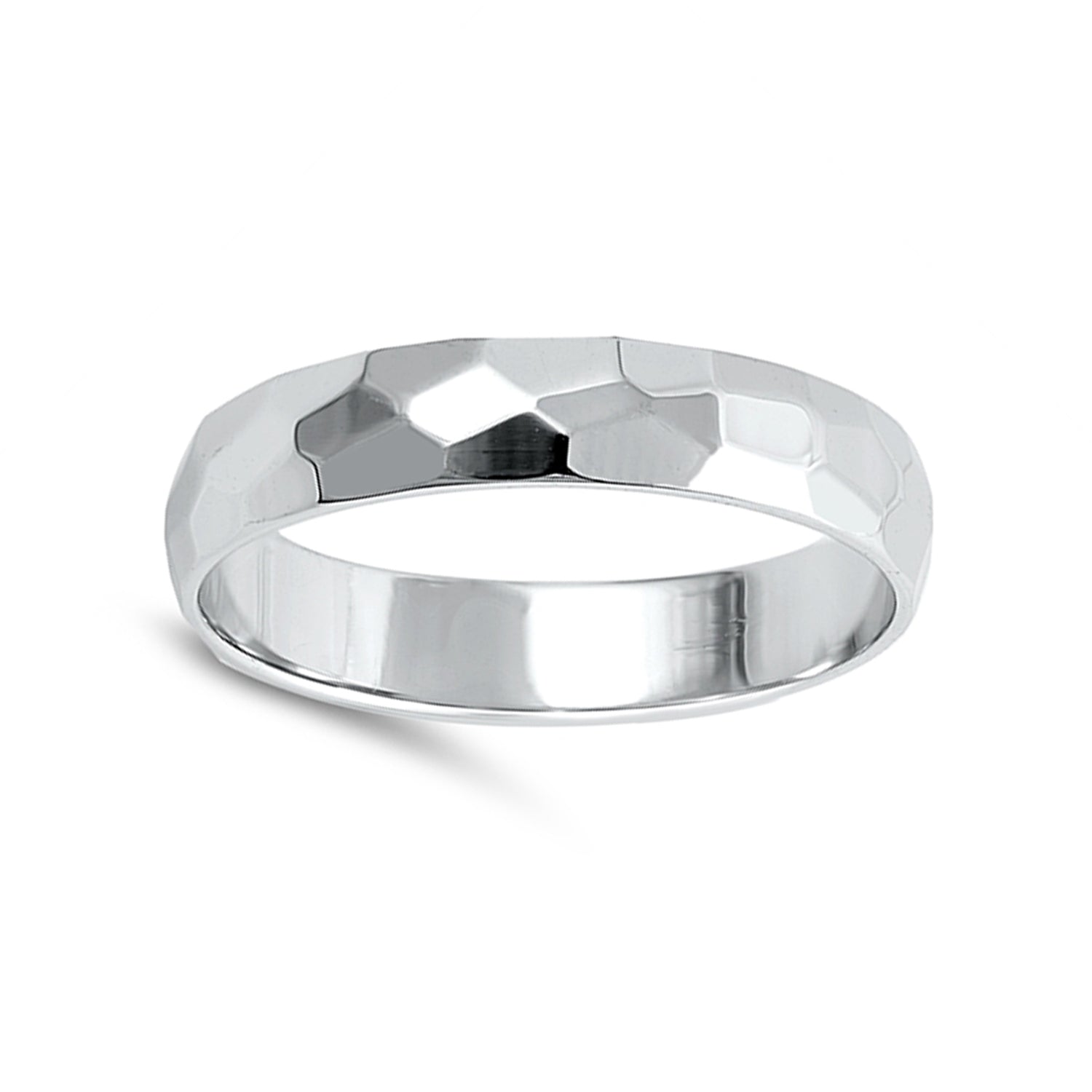 Hammered Finish Wedding Band in Sterling Silver