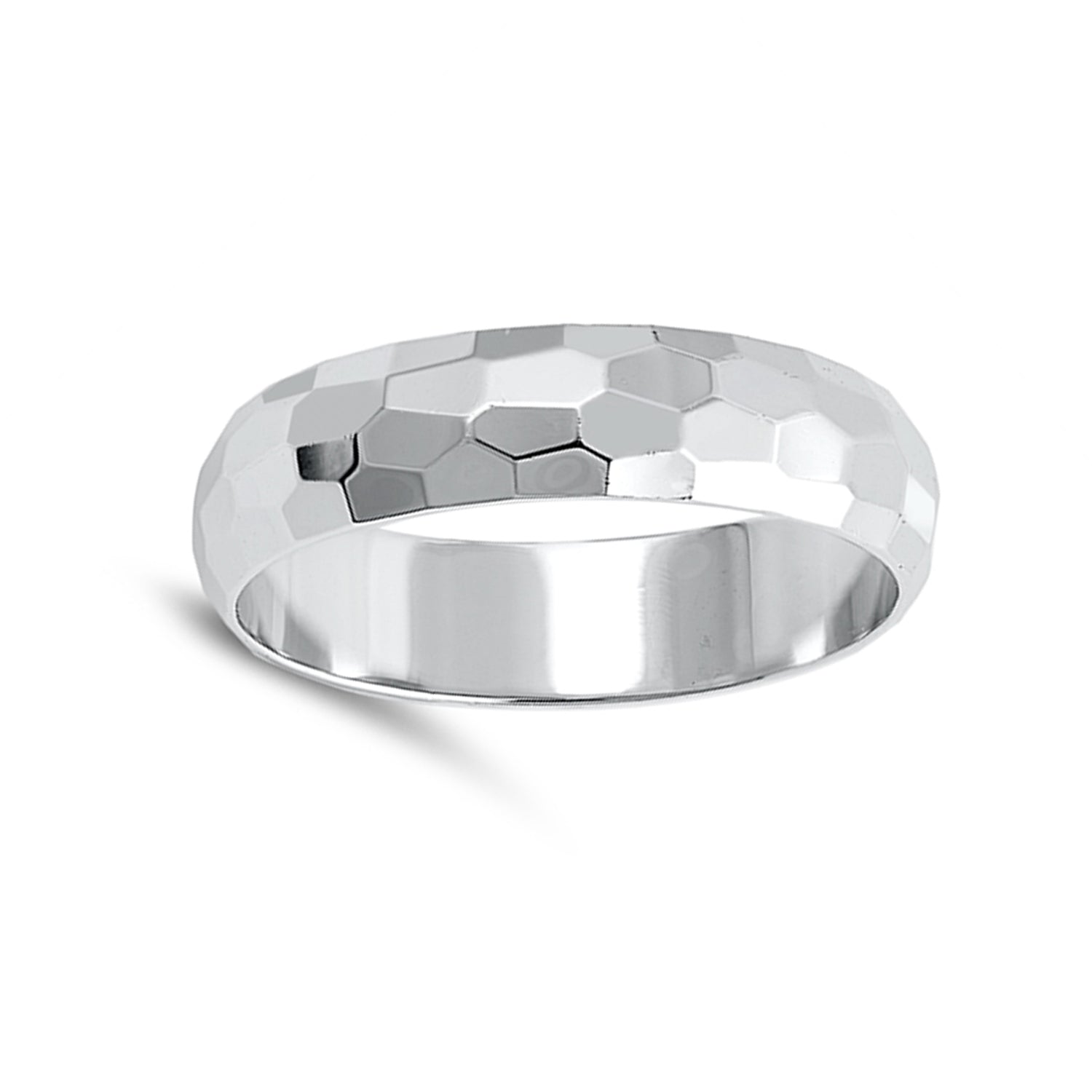 Hammered Finish Wedding Band in Sterling Silver