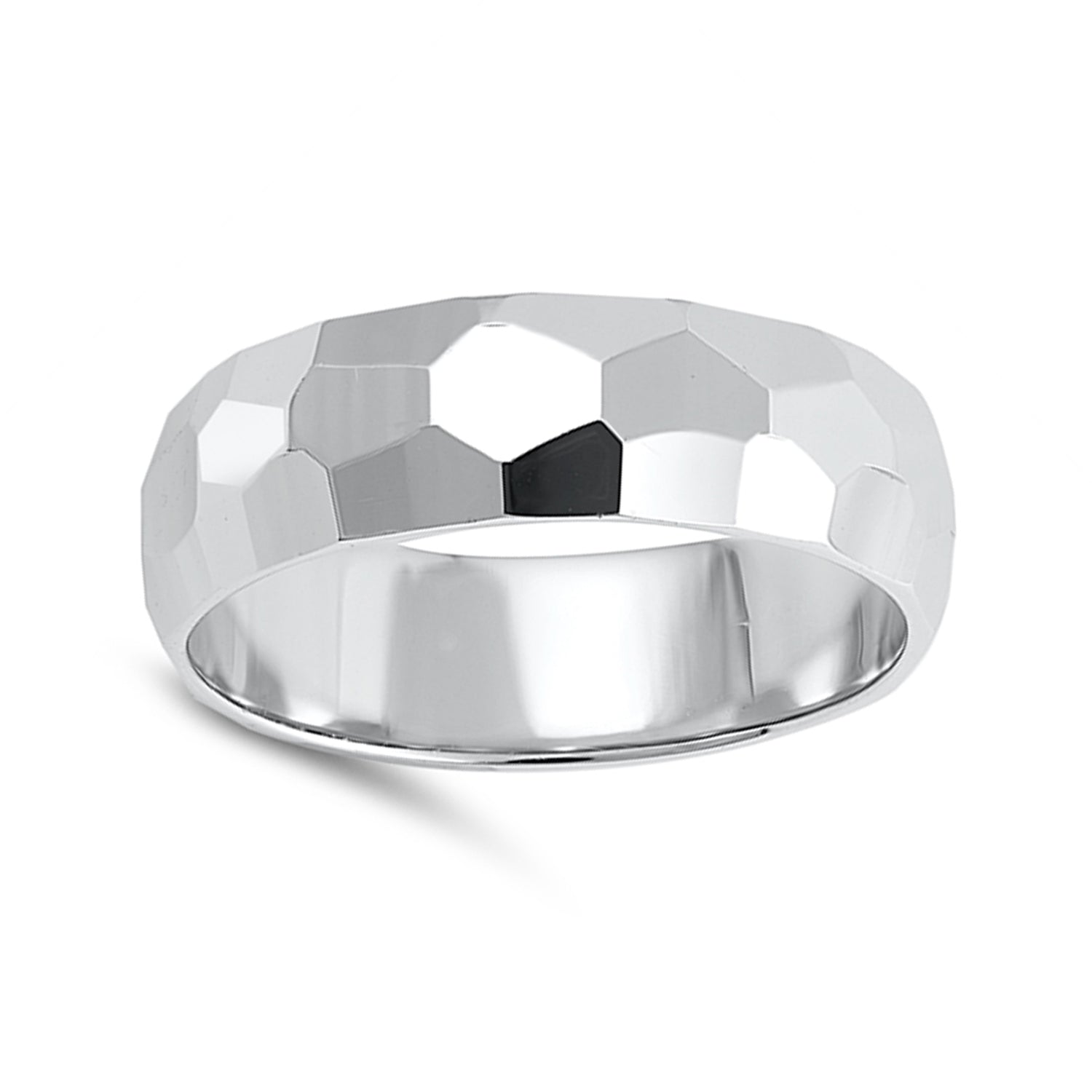 Hammered Finish Wedding Band in Sterling Silver