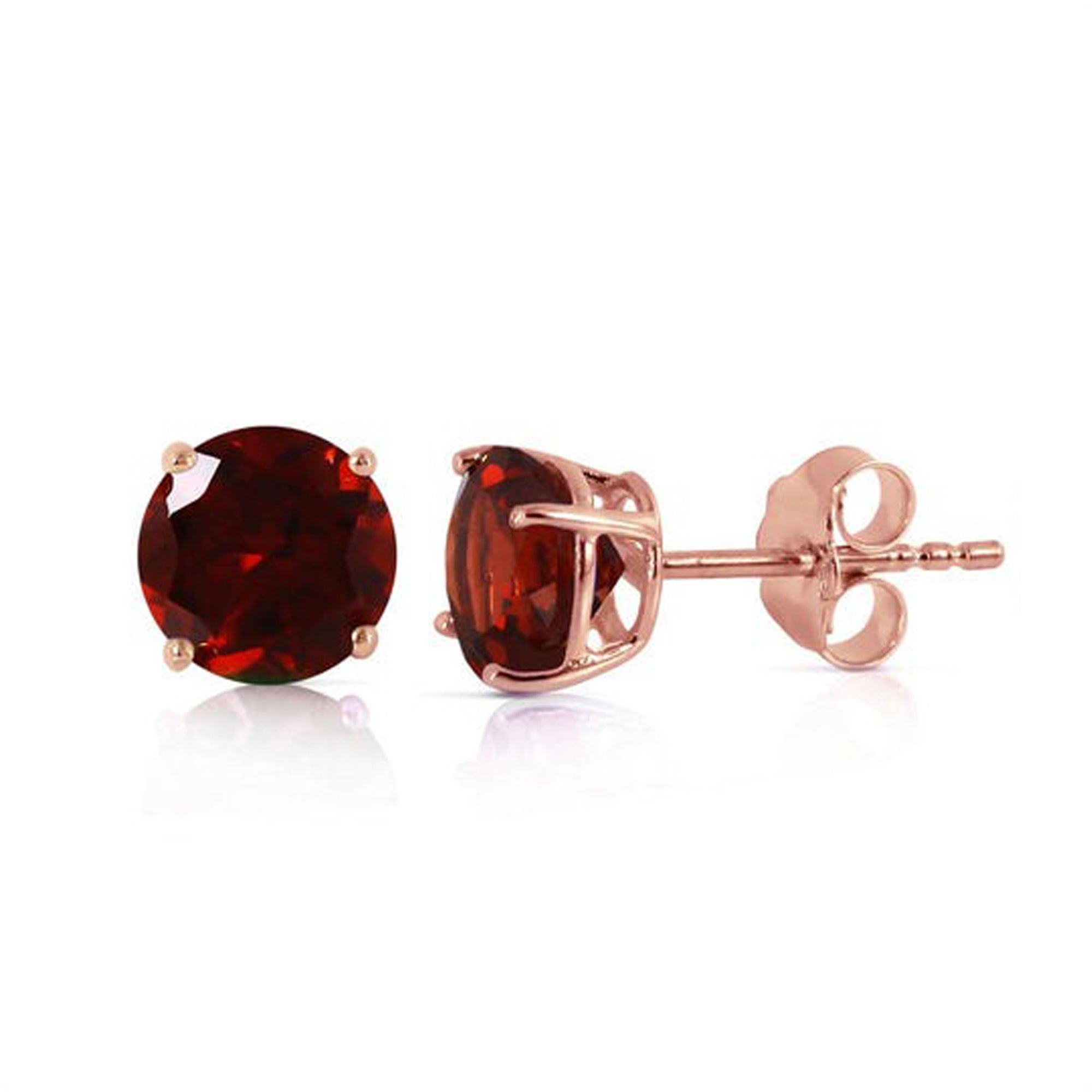 Natural Garnet January Birthstone Round Cut Prong Set in 14k Solid Gold with Push Back