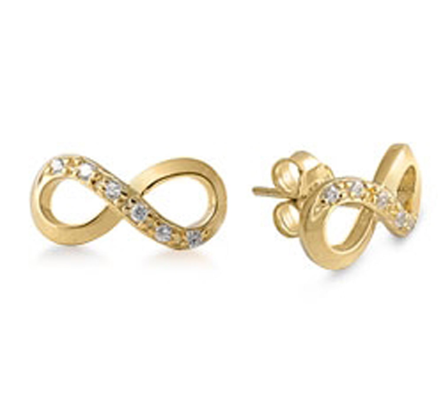 Infinity Stud Earrings with Cubic Zirconia Accents in Sterling Silver