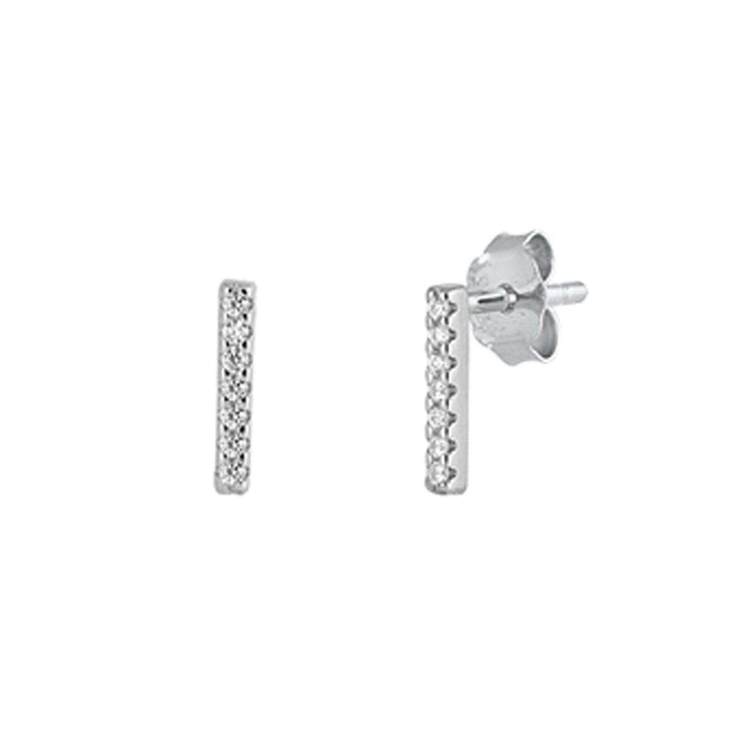 Initial Letter CZ Stud Earrings in Sterling Silver