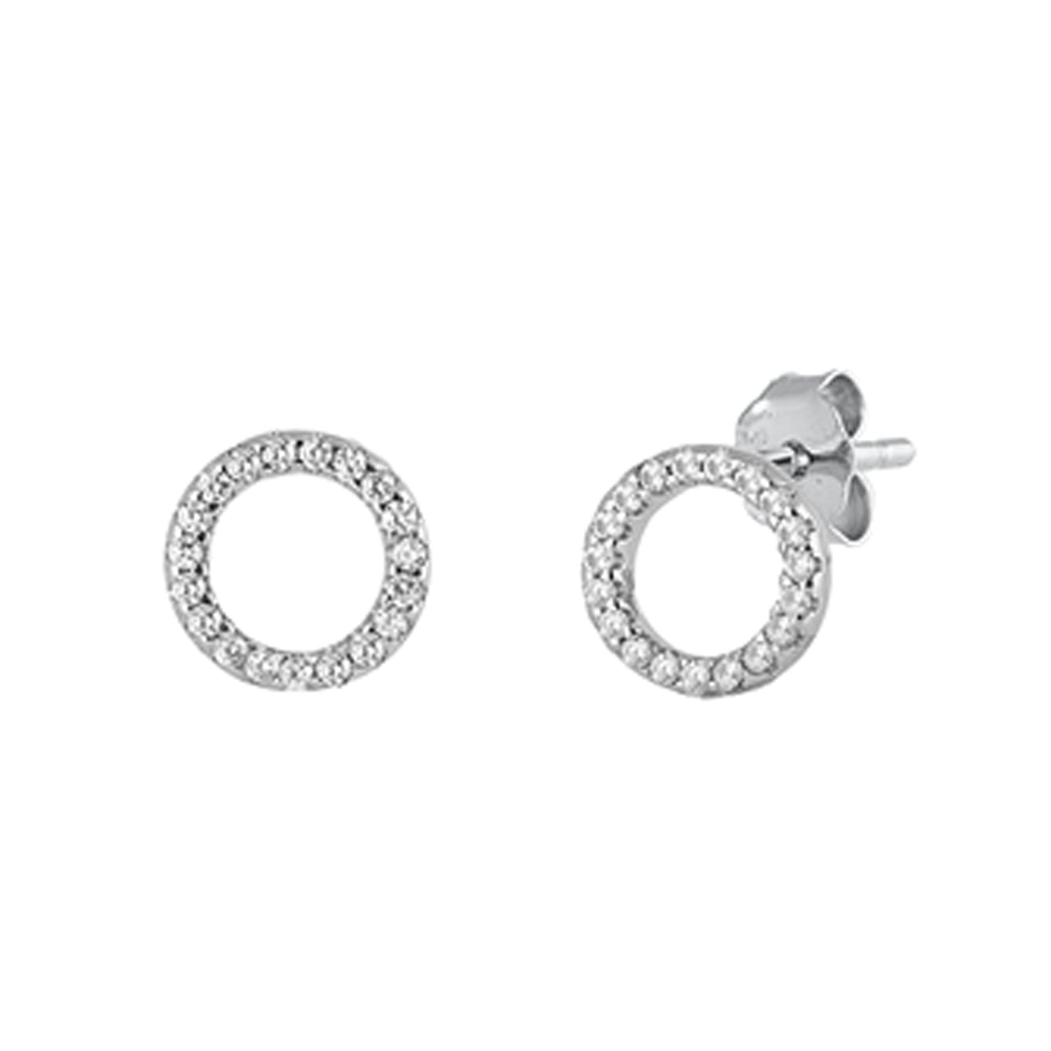 Initial Letter CZ Stud Earrings in Sterling Silver
