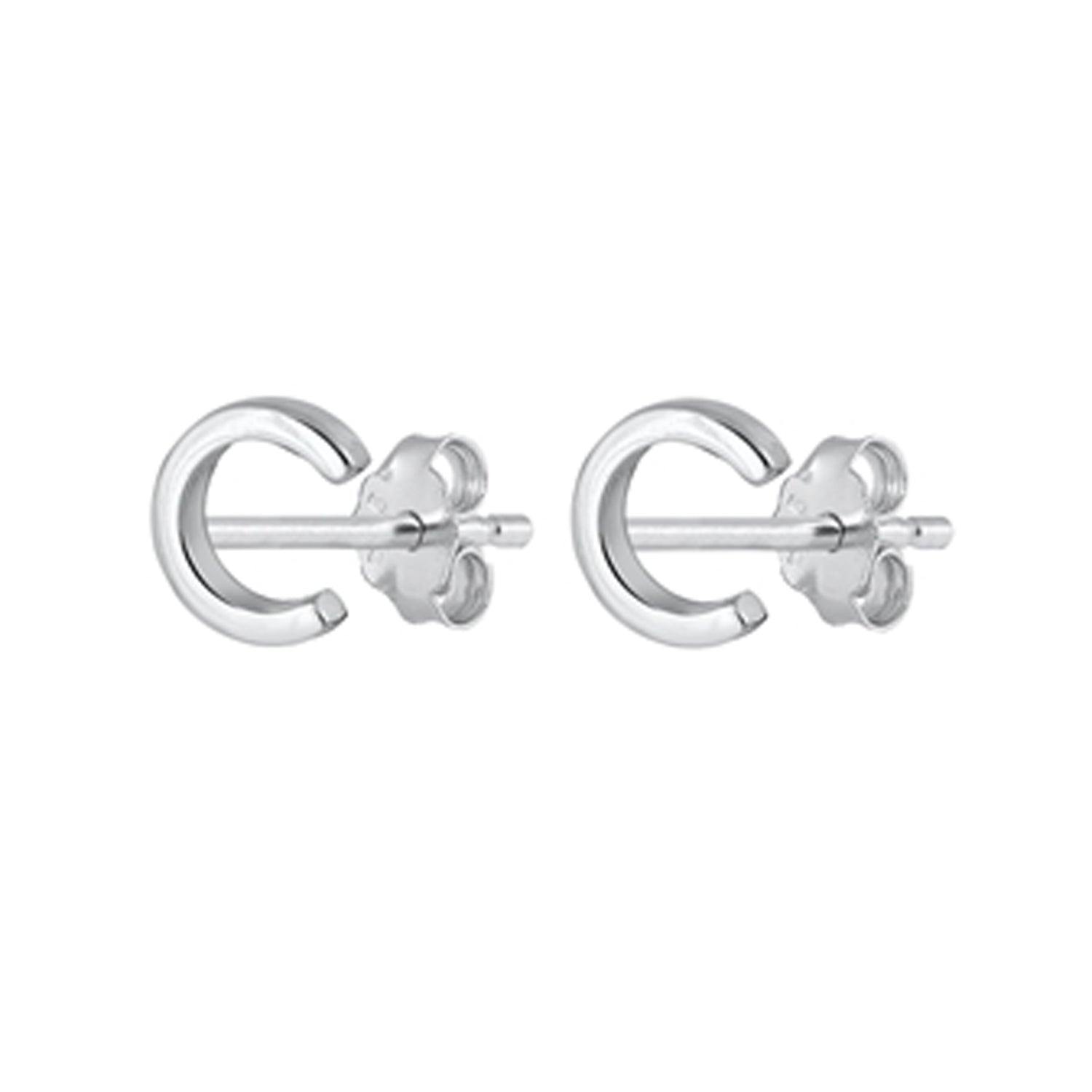 Initial Letter Stud Earrings in Sterling Silver