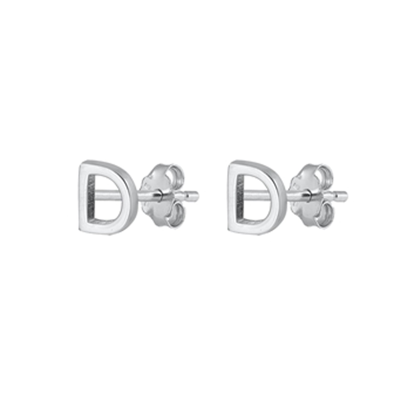 Initial Letter Stud Earrings in Sterling Silver