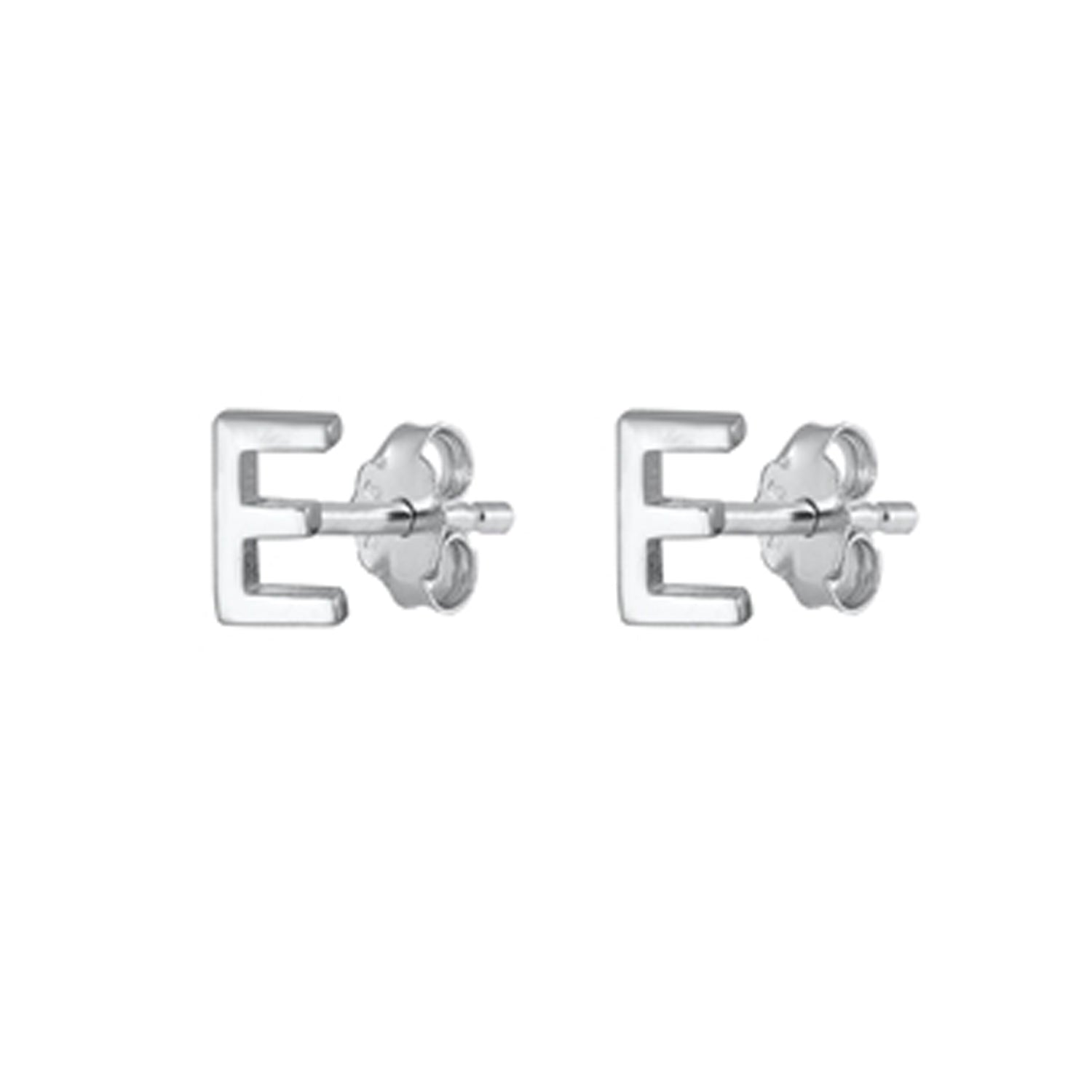 Initial Letter Stud Earrings in Sterling Silver