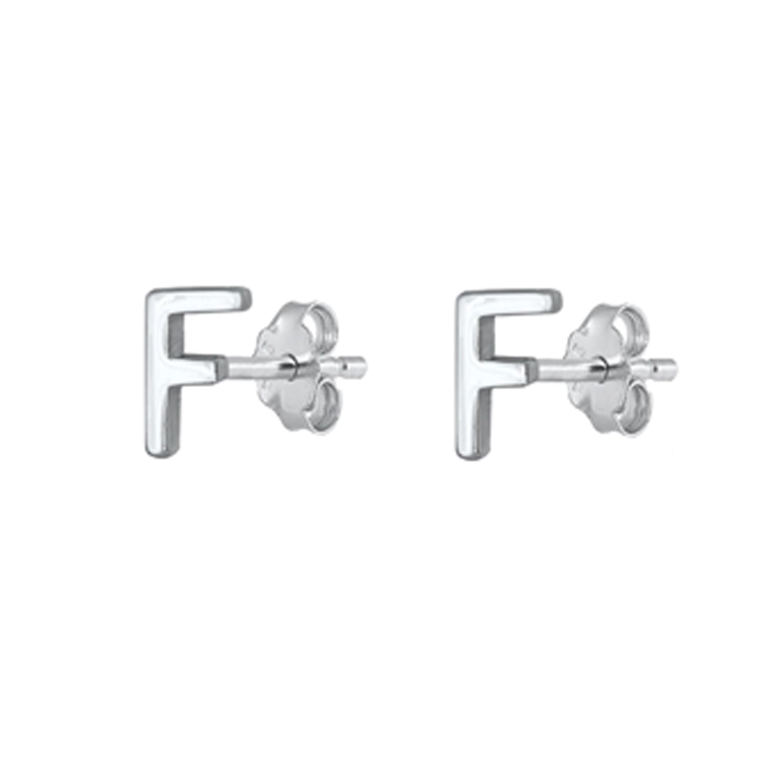 Initial Letter Stud Earrings in Sterling Silver