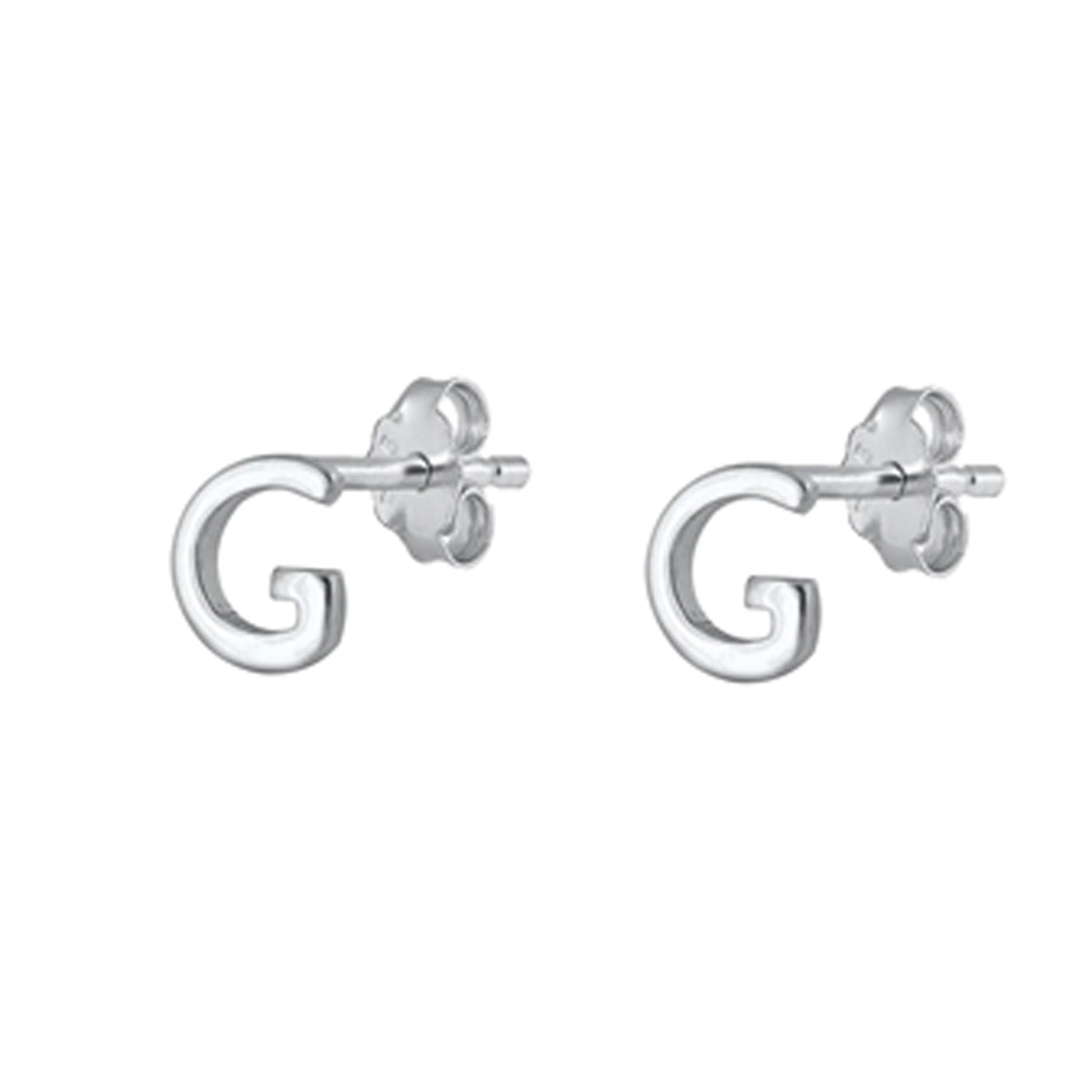Initial Letter Stud Earrings in Sterling Silver