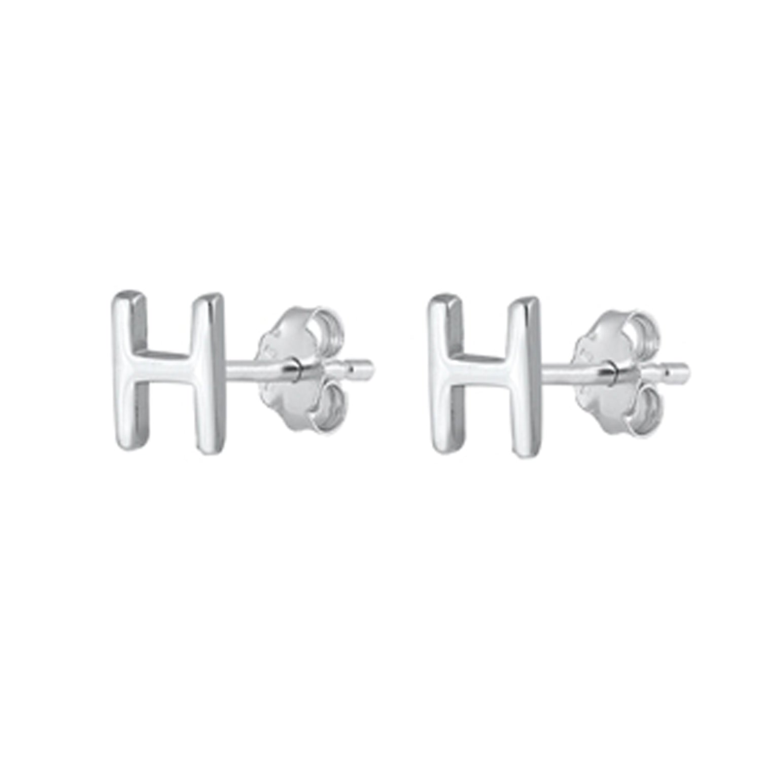 Initial Letter Stud Earrings in Sterling Silver