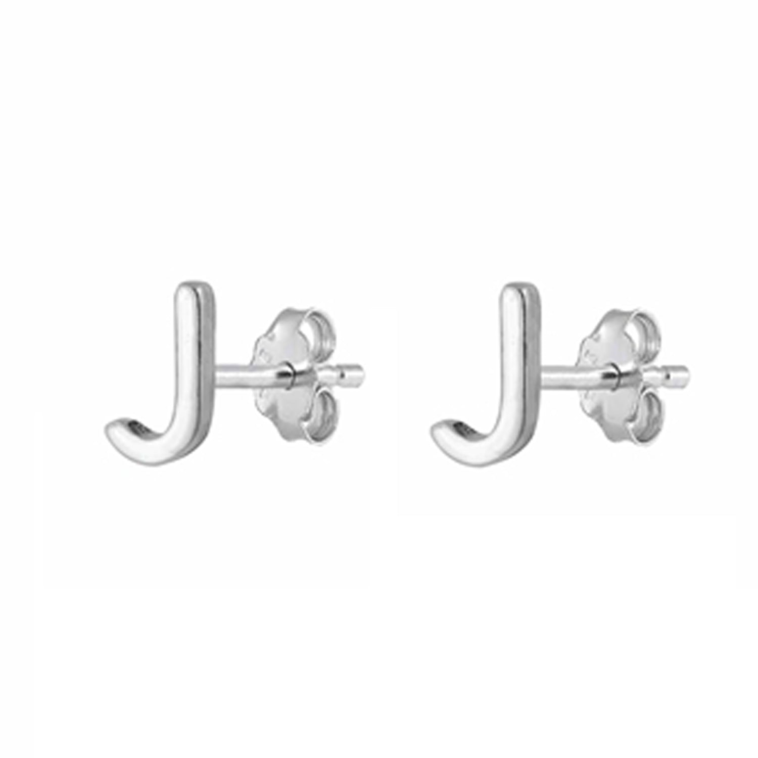 Initial Letter Stud Earrings in Sterling Silver
