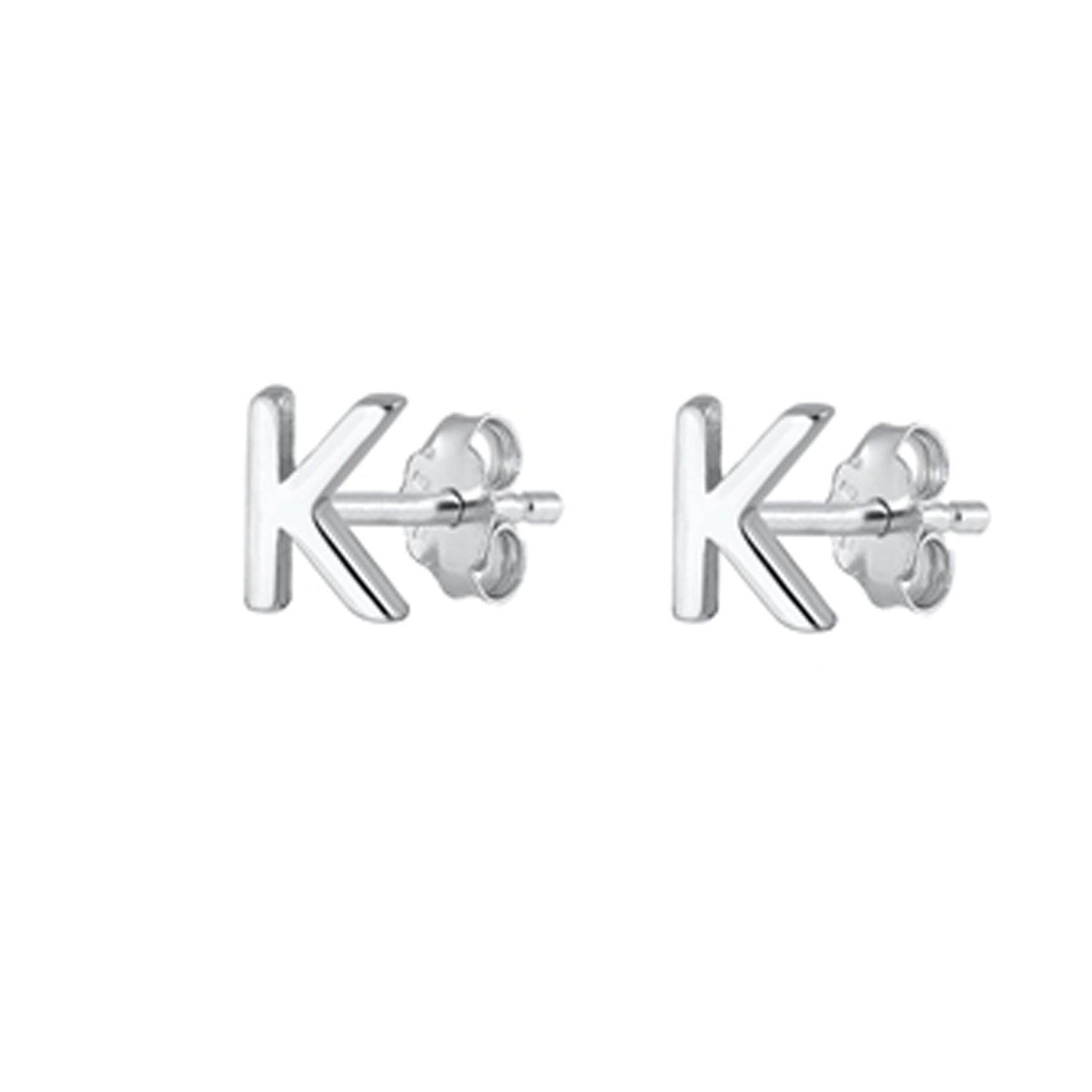 Initial Letter Stud Earrings in Sterling Silver