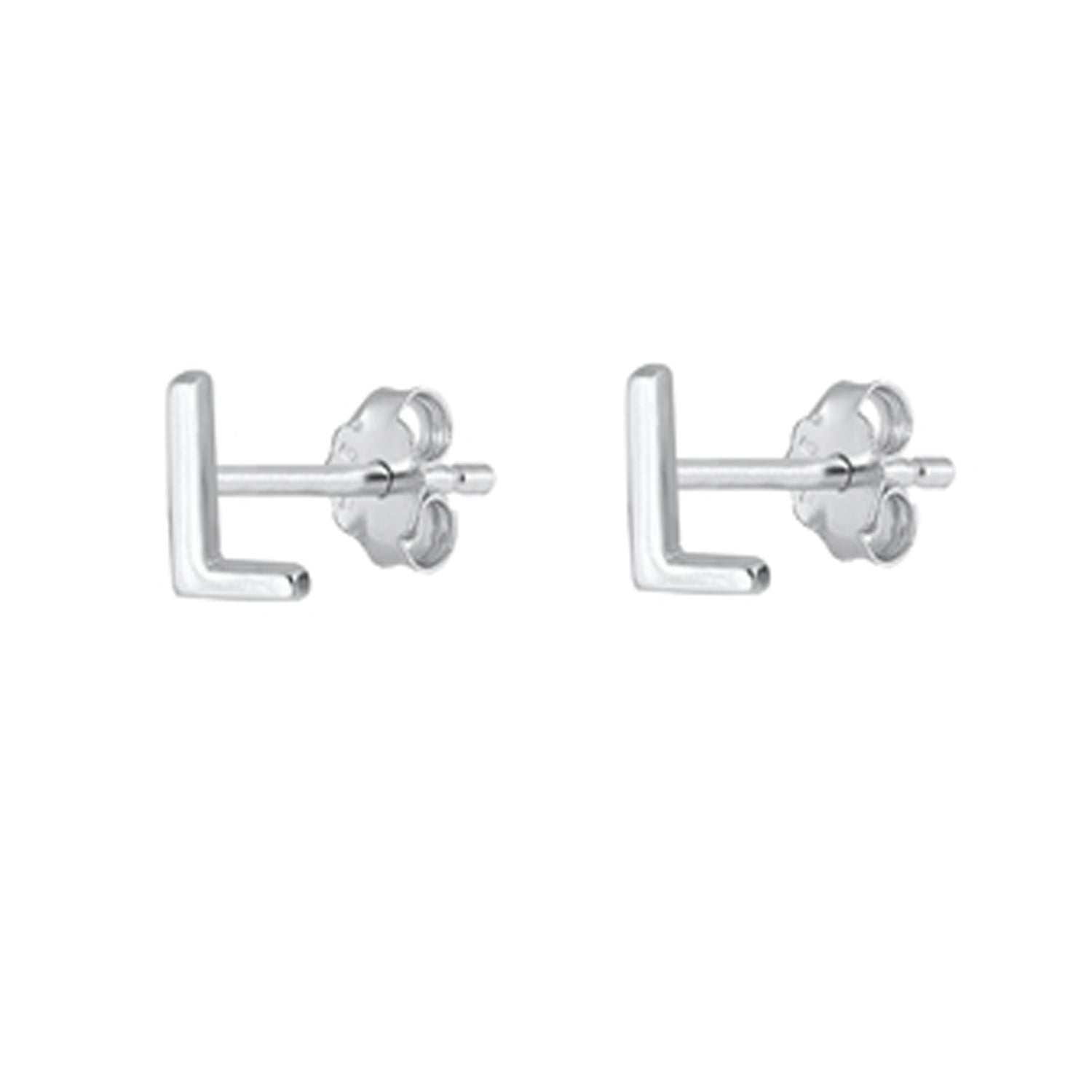 Initial Letter Stud Earrings in Sterling Silver