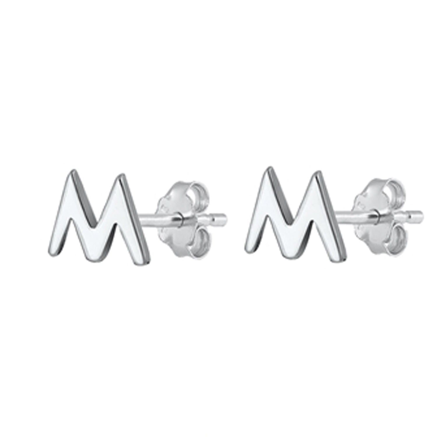 Initial Letter Stud Earrings in Sterling Silver