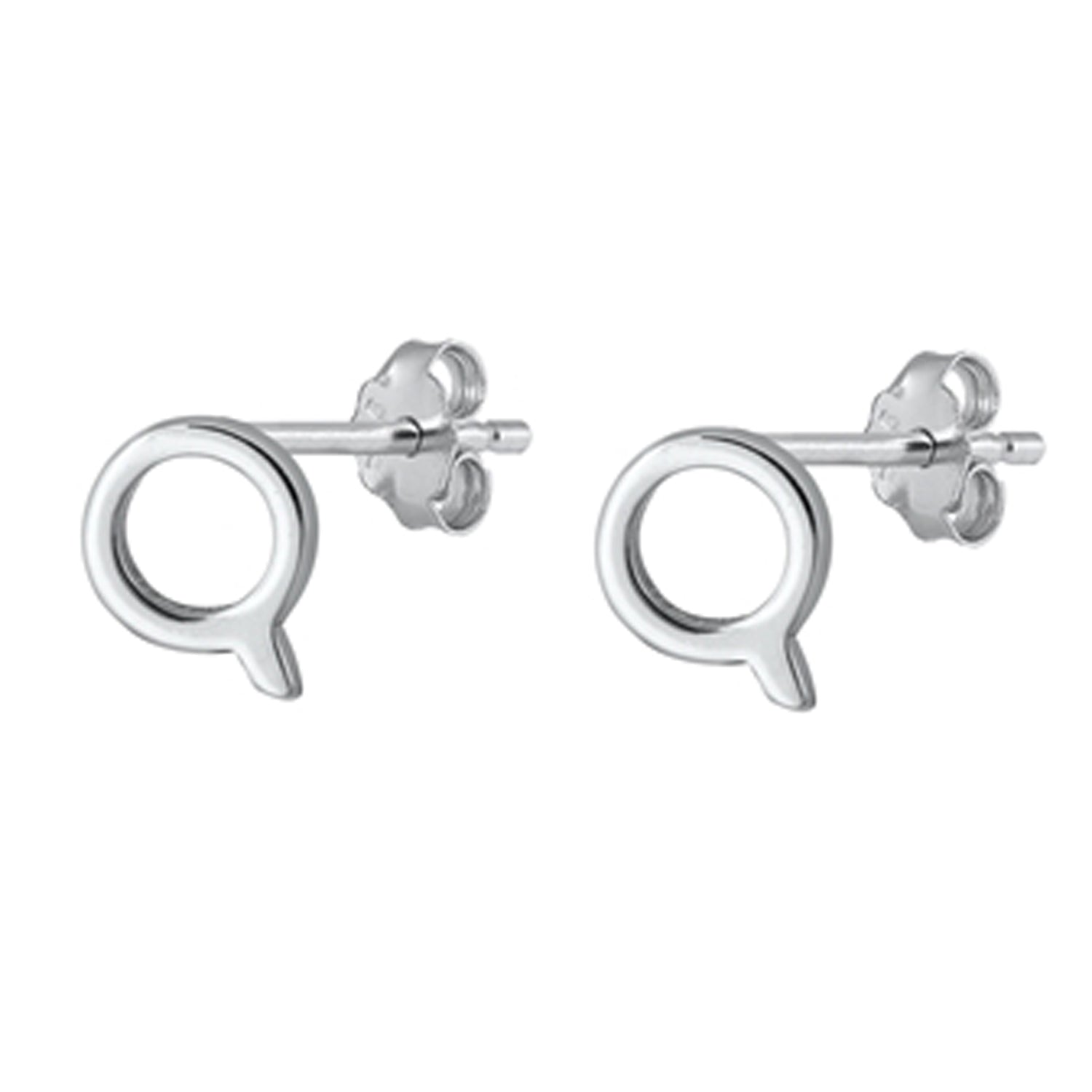 Initial Letter Stud Earrings in Sterling Silver
