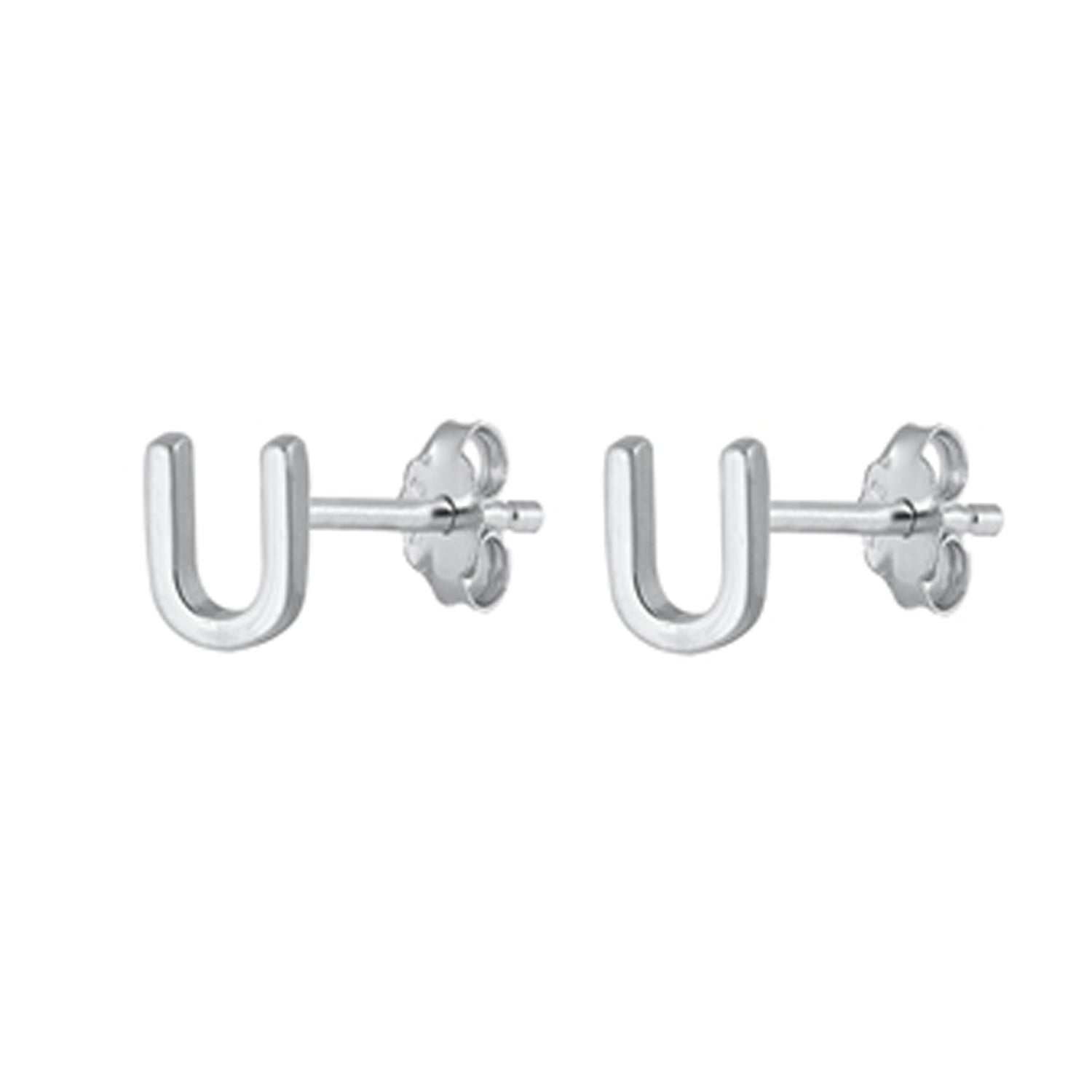 Initial Letter Stud Earrings in Sterling Silver