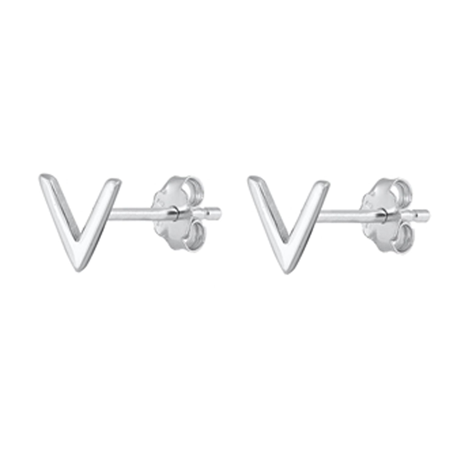 Initial Letter Stud Earrings in Sterling Silver
