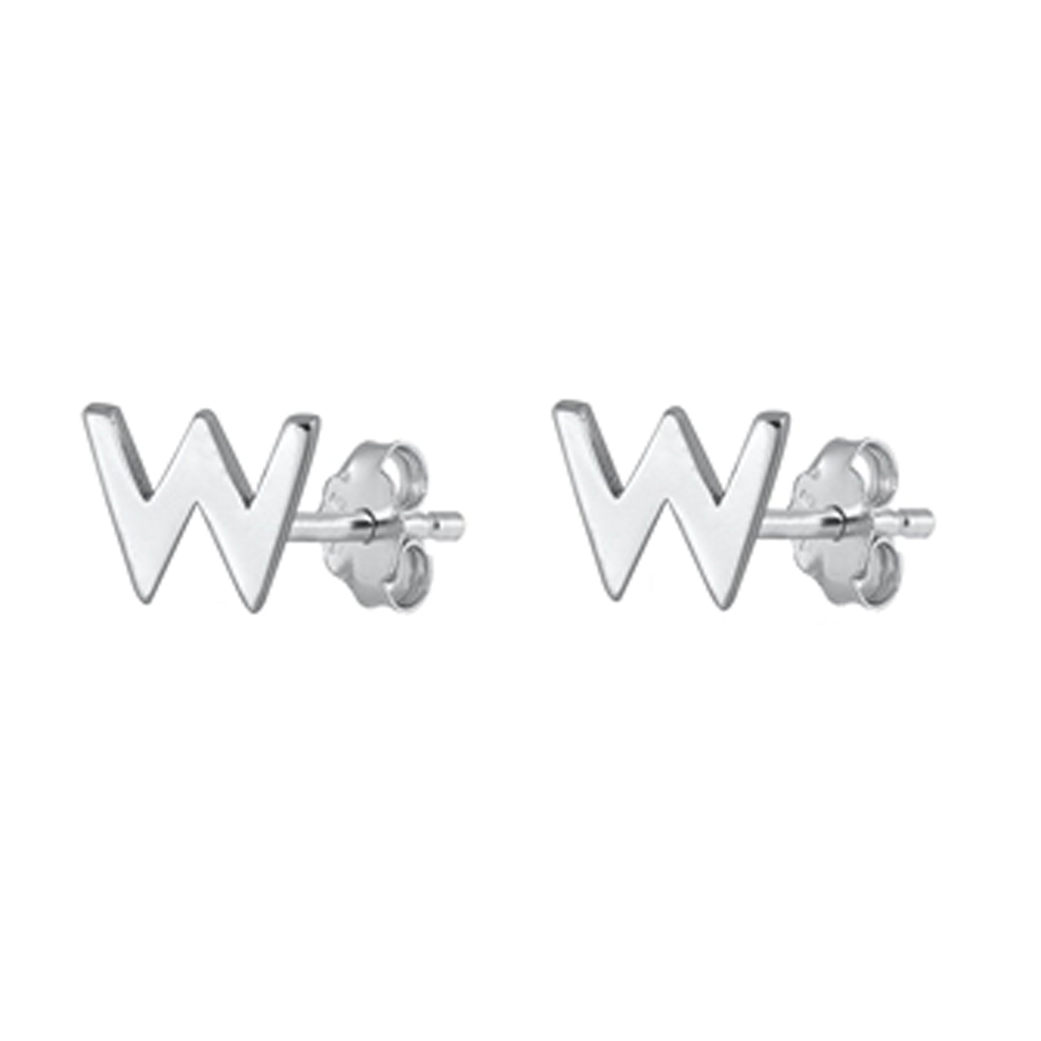 Initial Letter Stud Earrings in Sterling Silver