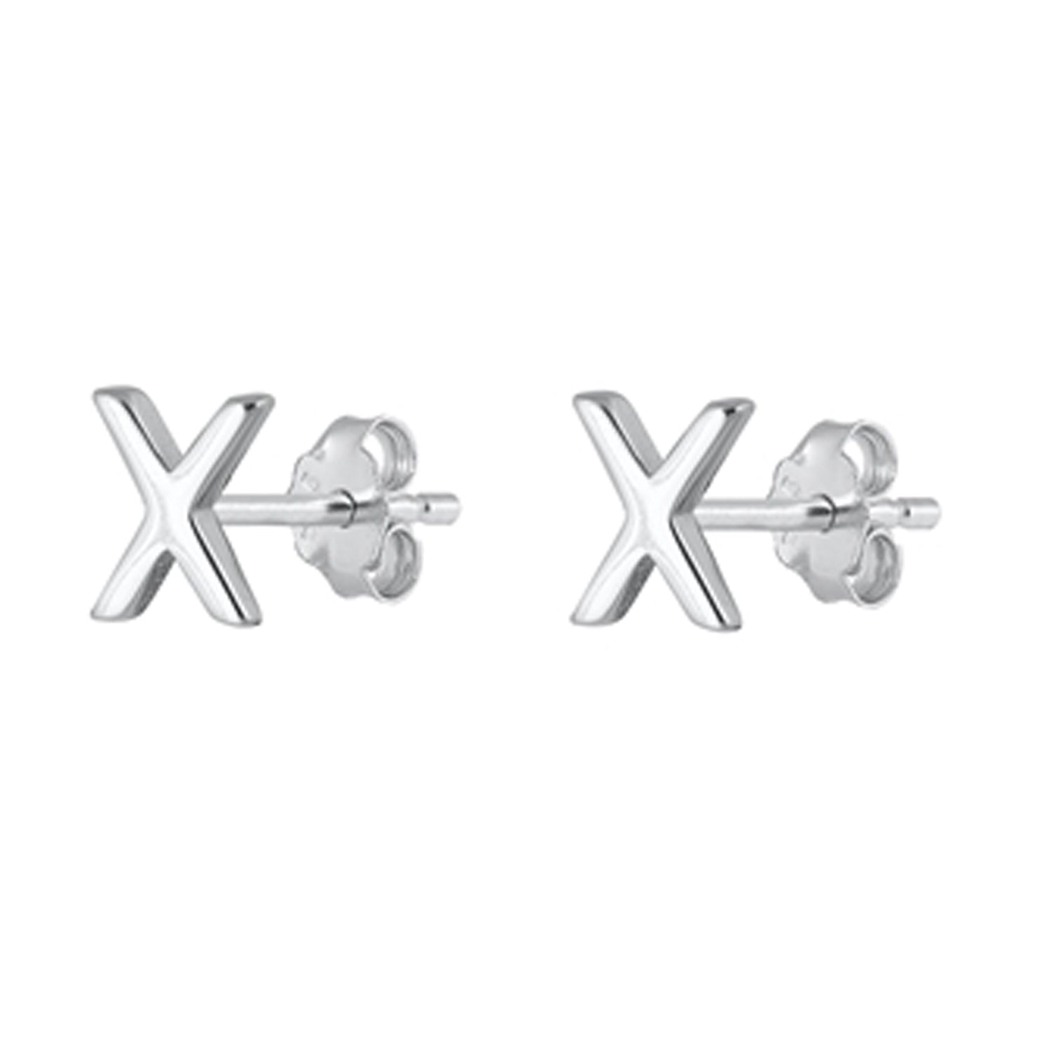 Initial Letter Stud Earrings in Sterling Silver