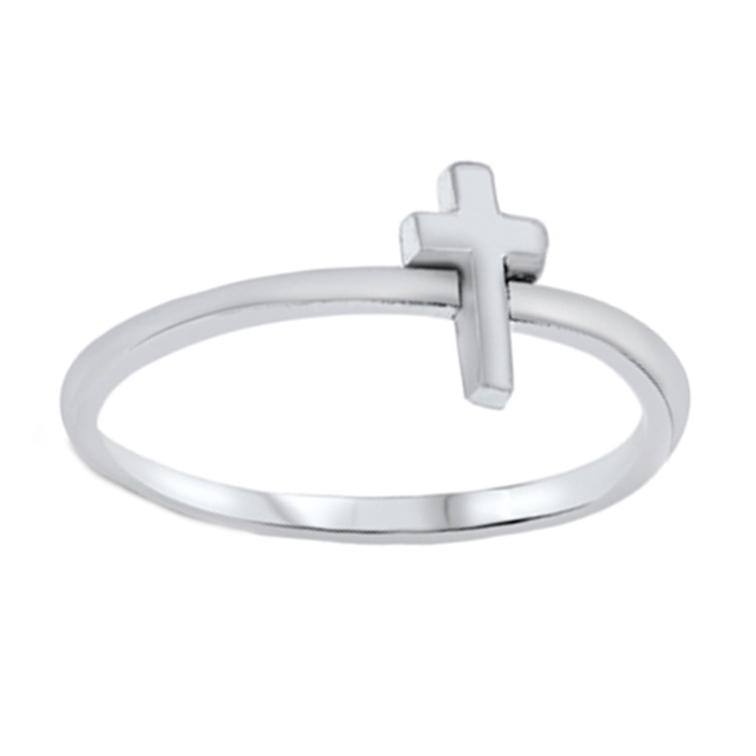 Christian Cross Purity Ring in Sterling Silver