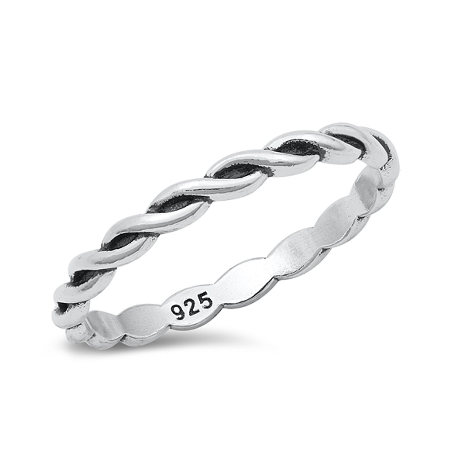 Twisted Stackable Ring Oxidized Finish in Sterling Silver