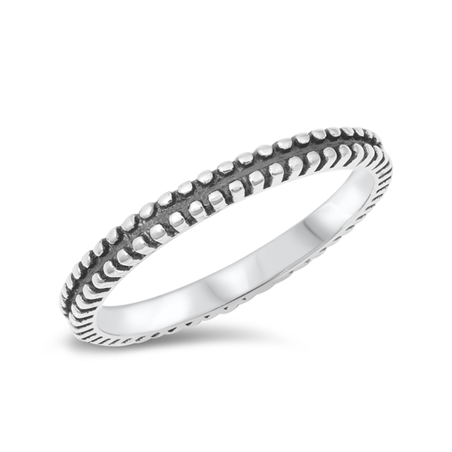 Bali Inspired 2mm Stackable Ring in Sterling Silver