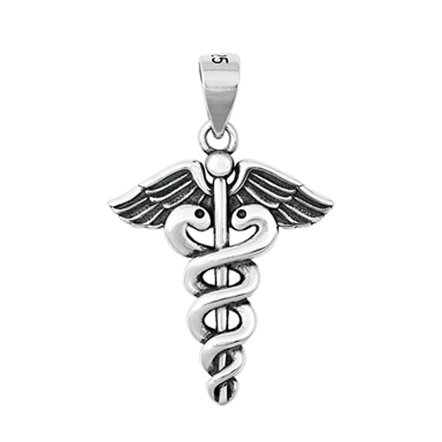 Medical Caduceus Pendant in Sterling Silver